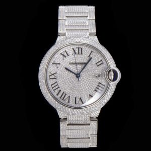 Cartier Ballon Bleu 42mm "Square Diamond" Full Pave V2 Upgrade (Cal. 9015)