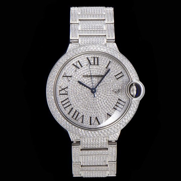 Cartier Ballon Bleu 42mm "Square Diamond" Full Pave V2 Upgrade (Cal. 9015)
