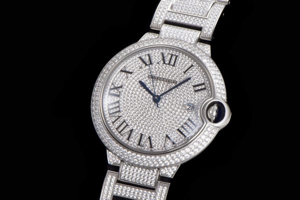Cartier Ballon Bleu 42mm "Square Diamond" Full Pave V2 Upgrade (Cal. 9015)