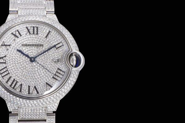 Cartier Ballon Bleu 42mm "Square Diamond" Full Pave V2 Upgrade (Cal. 9015)