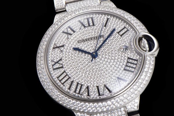 Cartier Ballon Bleu 42mm "Square Diamond" Full Pave V2 Upgrade (Cal. 9015)