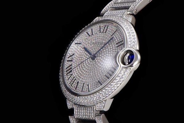 Cartier Ballon Bleu 42mm "Square Diamond" Full Pave V2 Upgrade (Cal. 9015)